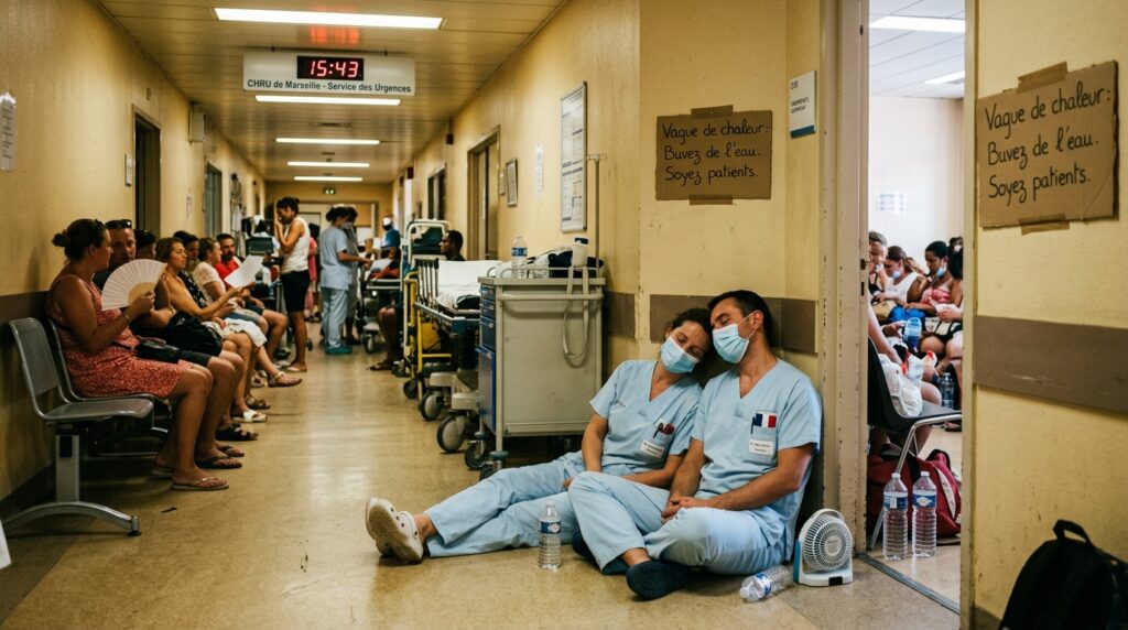 canicule exceptionnelle : les services d’urgences submergés face à des conditions de travail inédites, mettant en lumière les défis majeurs du secteur médical.